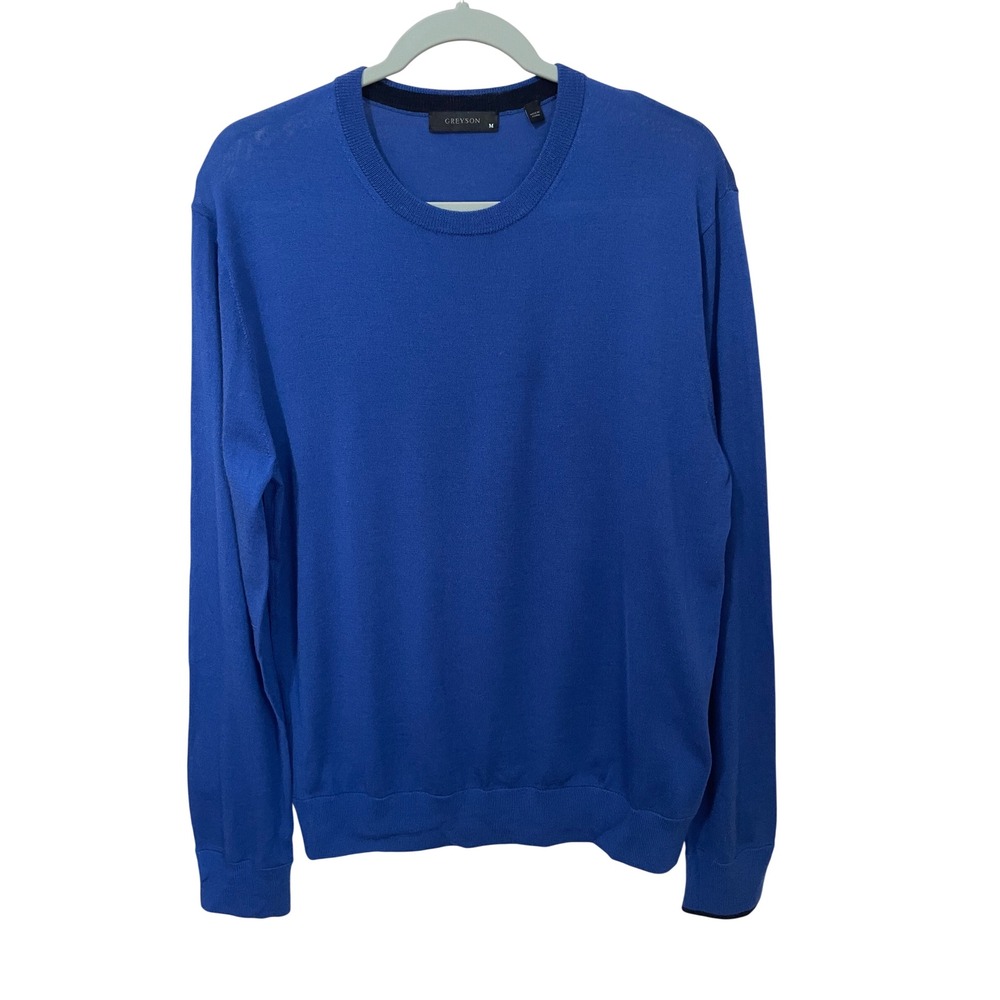 Greyson Mens Royal Blue 100% Wool Crewneck Sweater Size Medium